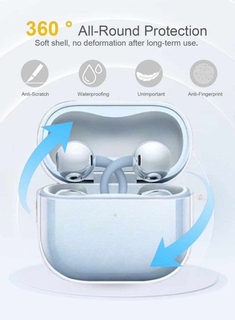 Adando for Huawei FreeClip 2 Case, Soft Silicone Protective Case for Women Men, Huawei FreeClip 2 Cases Cover Accessories with Keychain (Clear) - Image 2